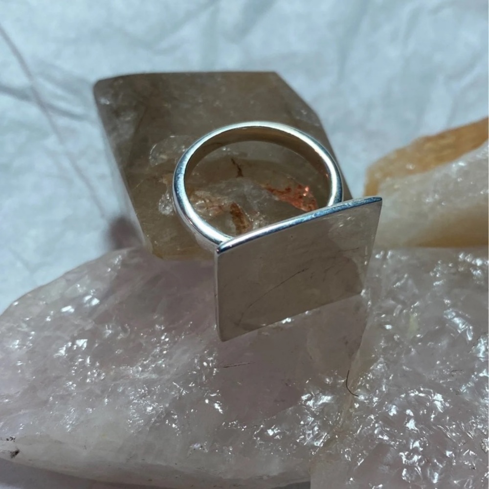 Square Shape Sterling Silver Ring - image 3